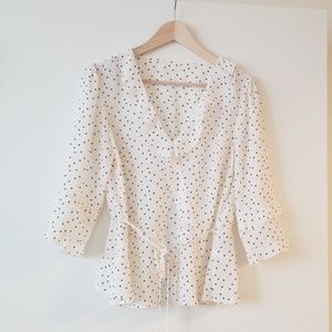 Cream and black polka dot blouse (UK 12/ US 8)